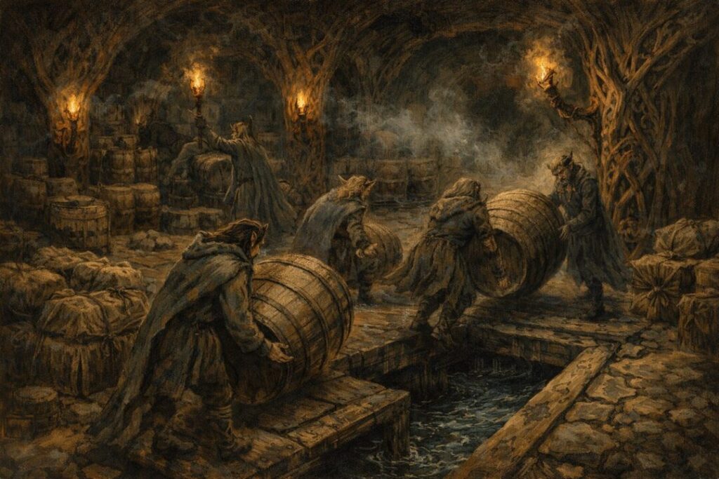 Elven workers in the river-cellars