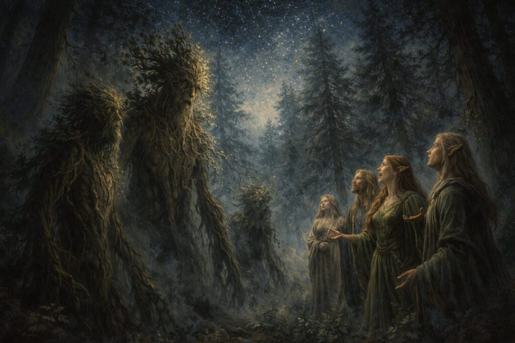 Elves and Ents in woodland harmony