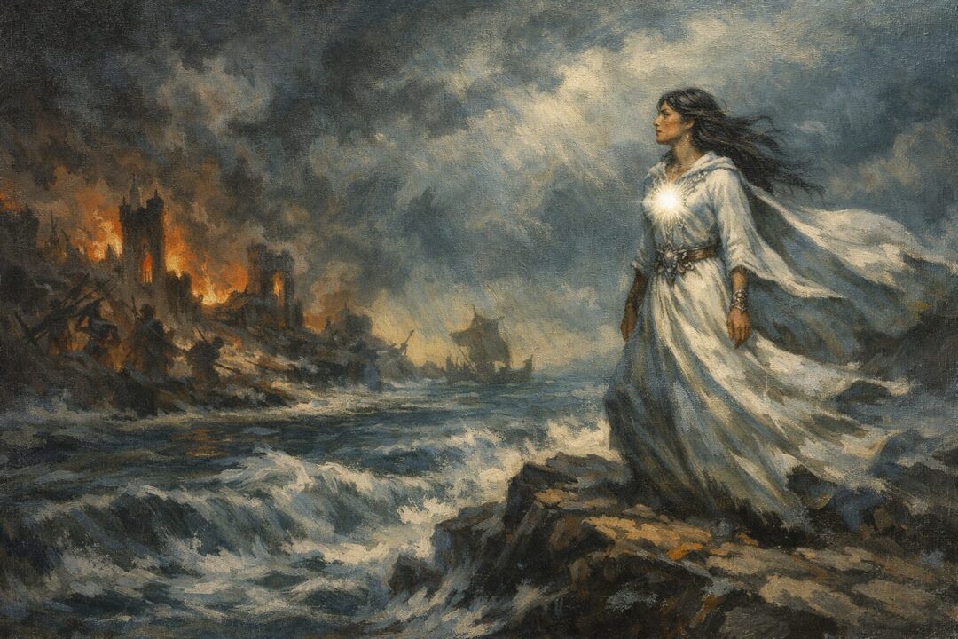 Elwing overlooking the stormy sea