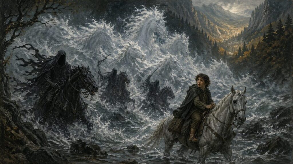 Escape through the stormy ford