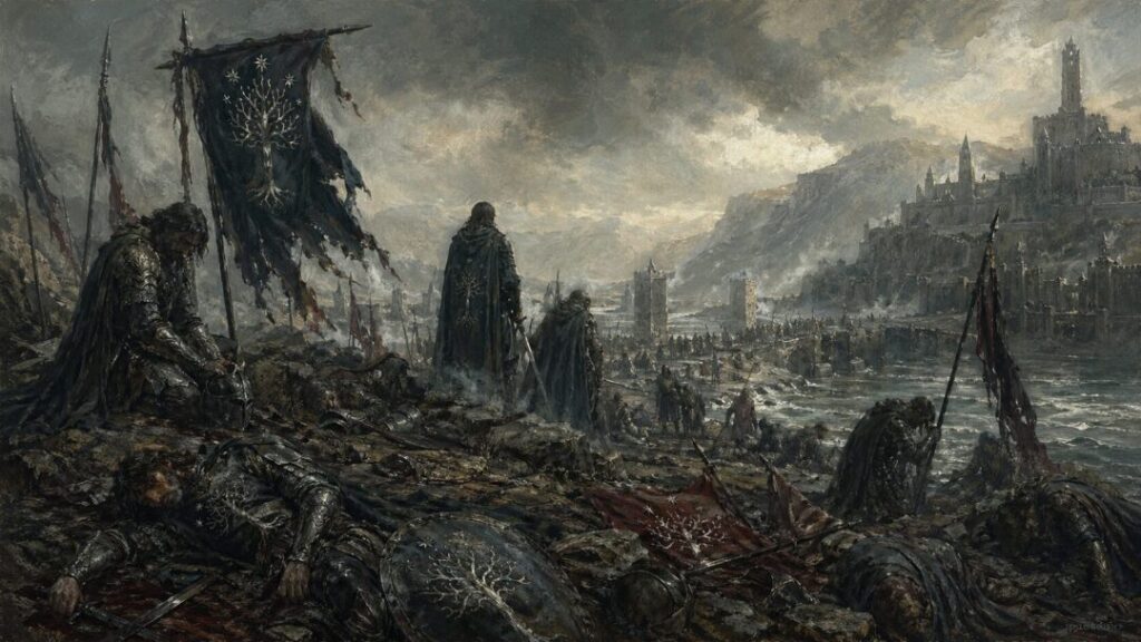 Fallen warriors at the river's edge