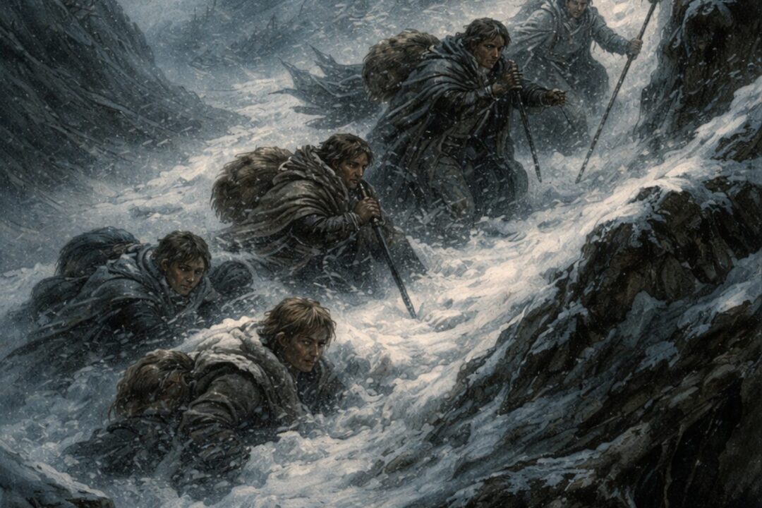 Fellowship in the Caradhras storm