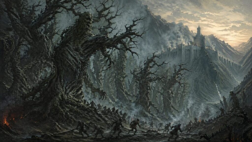 Fleeing through the ancient forest