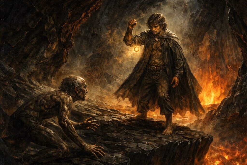 Frodo and Gollum in Mount Doom