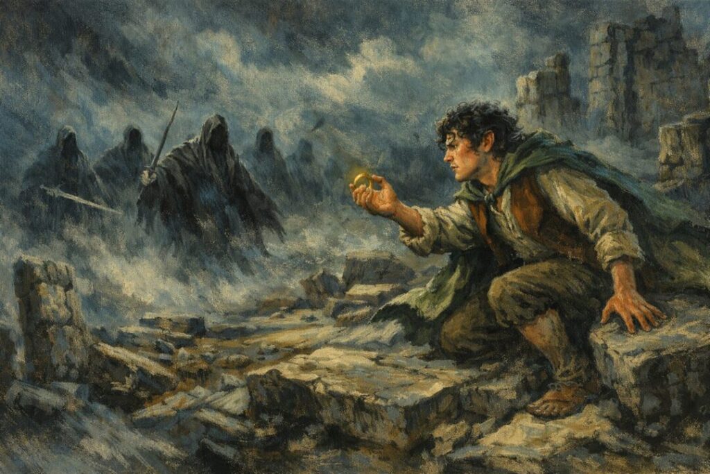 Frodo and the Nazgûl at Weathertop