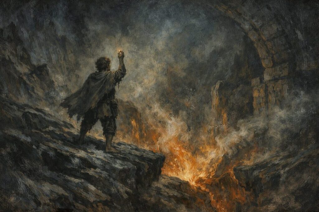 Frodo at Mount Doom's edge