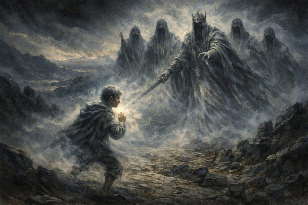 Frodo in the shadow of Nazgûl