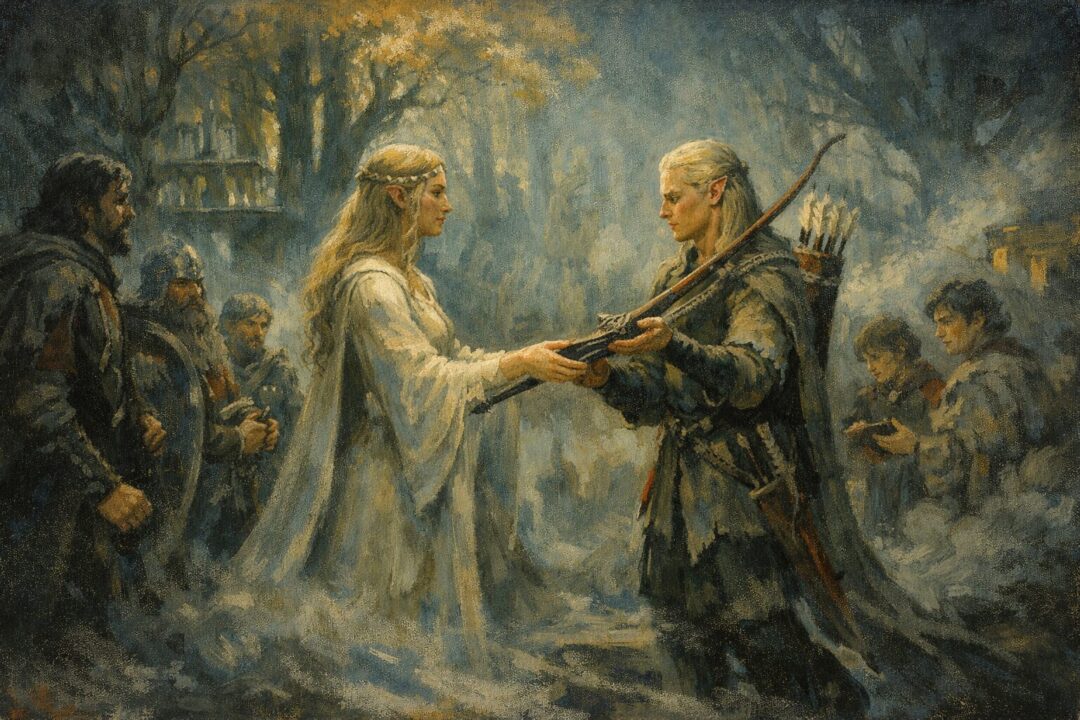 Galadriel gifts Legolas a bow