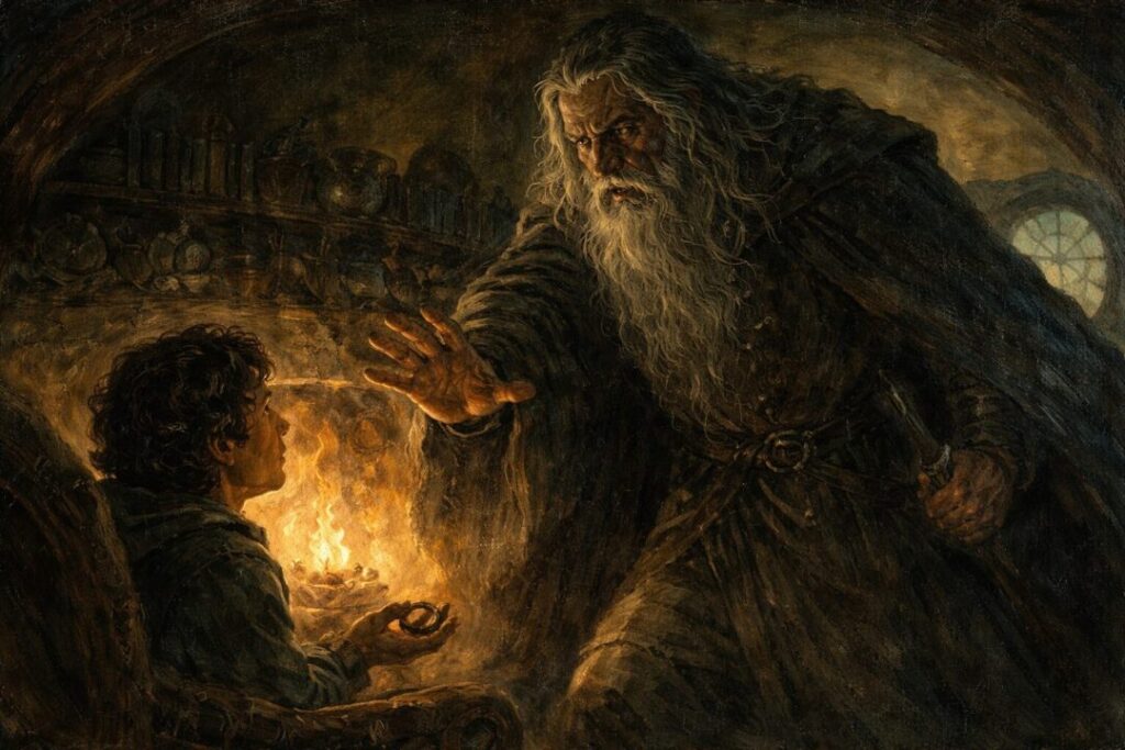 Gandalf and Frodo in Bag End