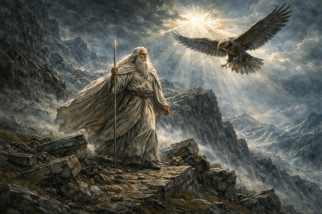 Gandalf and Gwaihir on the summit