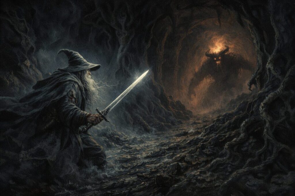 Gandalf and the Balrog in Moria