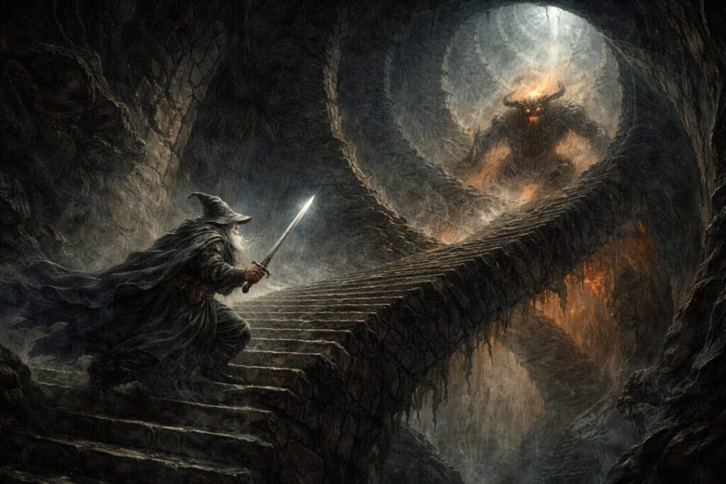 Gandalf vs Balrog on the Endless Stair
