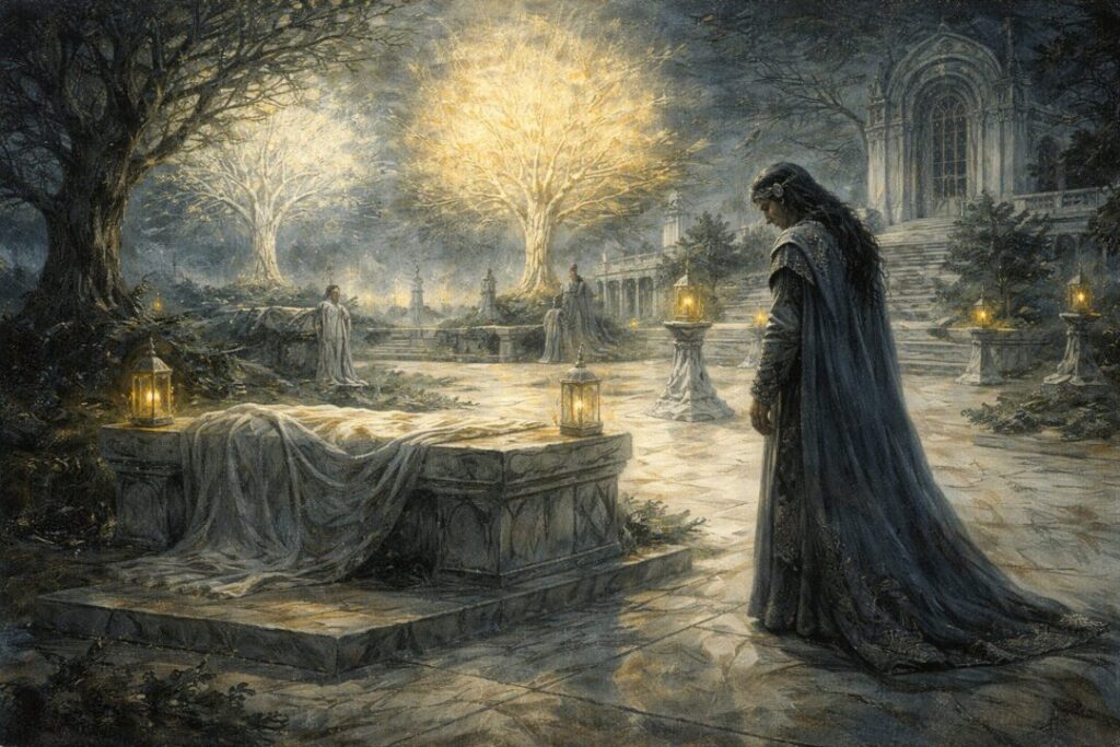 Grief in the radiant courtyard