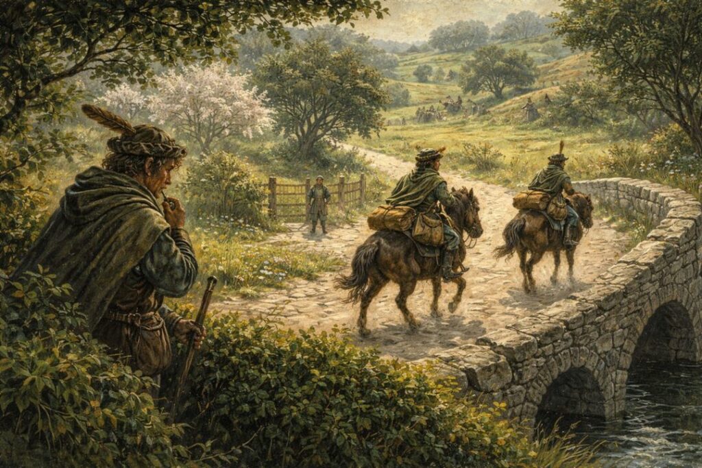 Hobbit countryside at golden hour