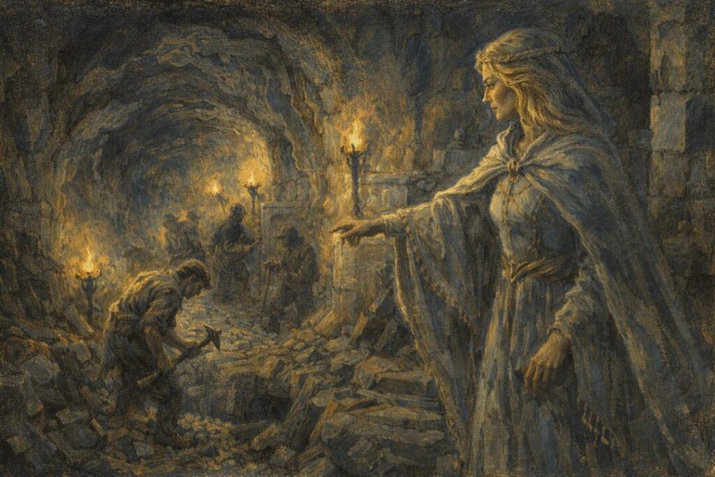 Idril overseeing the hidden tunnel