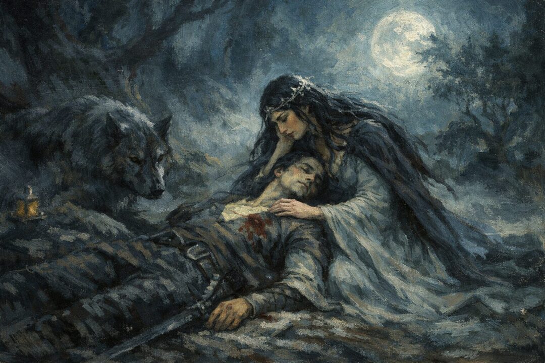 Lúthien's sorrowful vigil in the moonlight