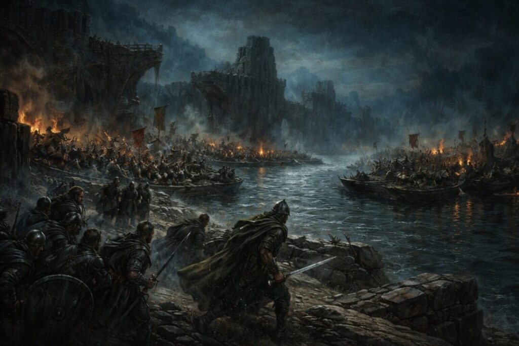 Nightfall at Osgiliath's Ruins