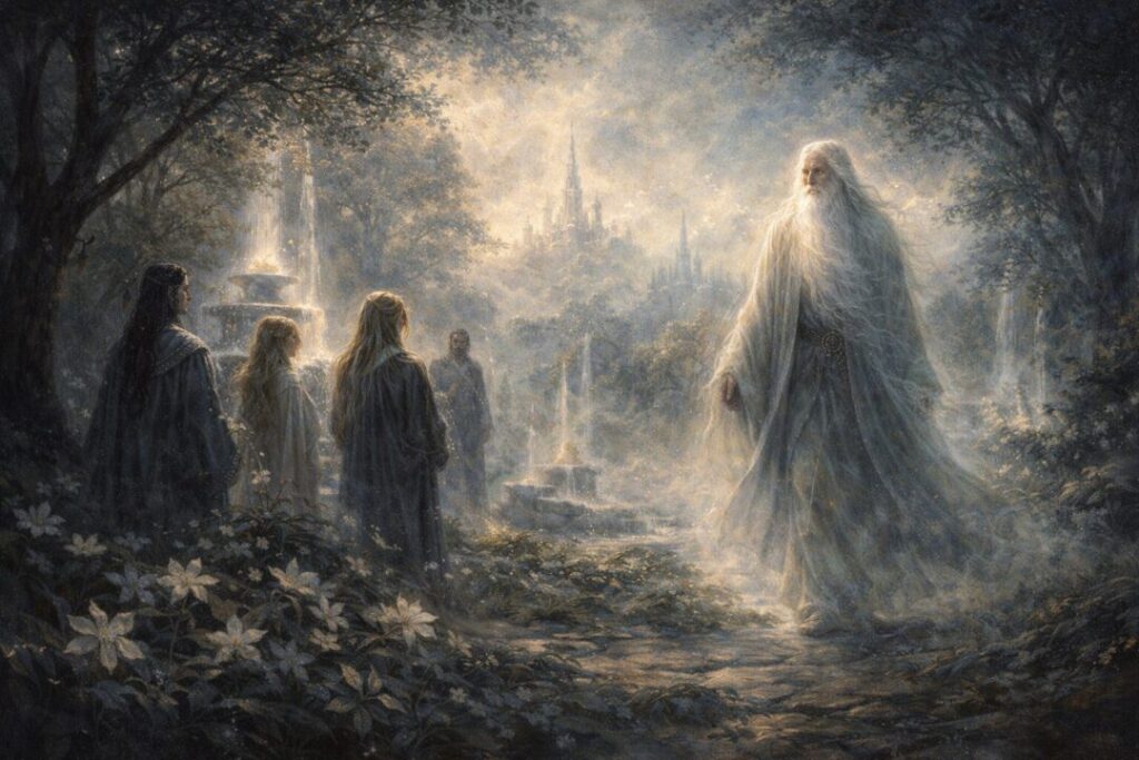 Olórin among ethereal Elves in Valinor