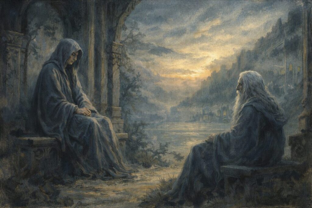 Olórin and Nienna in Valinor