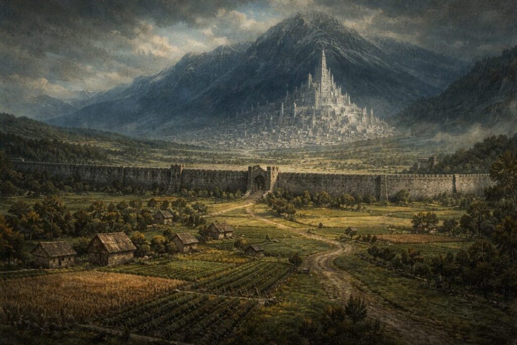 Pelennor Fields and Minas Tirith view