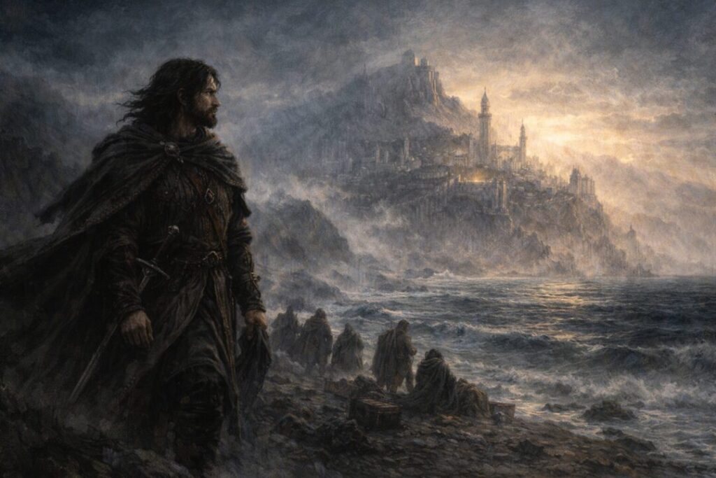 Ranger gazes at Númenor's ghost