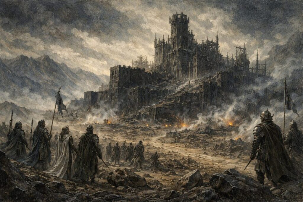 Ruins of Barad-dûr after battle