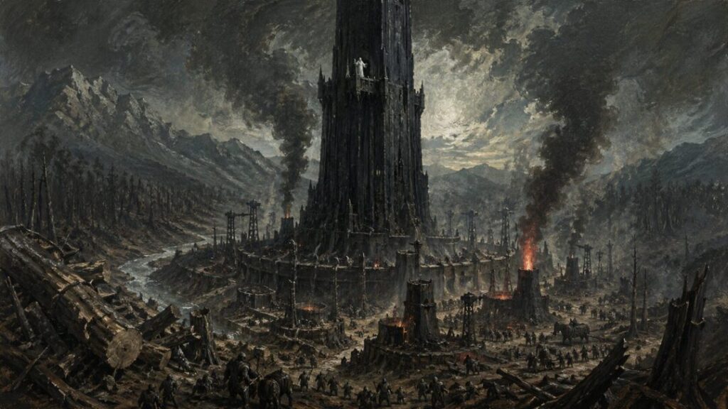 Ruins of a dark industrial stronghold