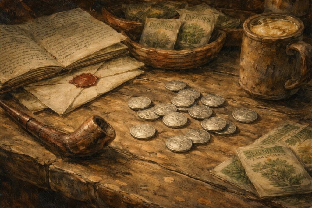 Rustic hobbit table still life