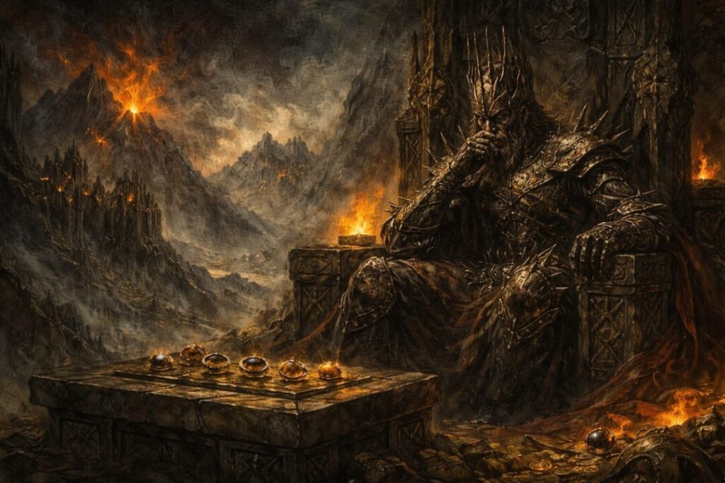 Sauron brooding over the rings