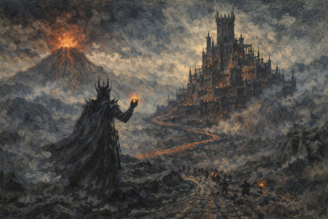 Sauron overseeing Barad-dûr's completion