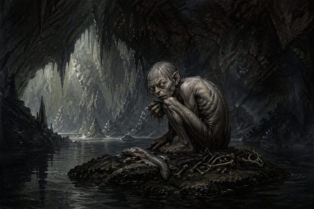 Scavenger in an eerie cave