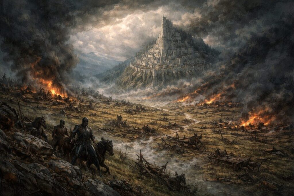 Siege of Minas Tirith at dusk