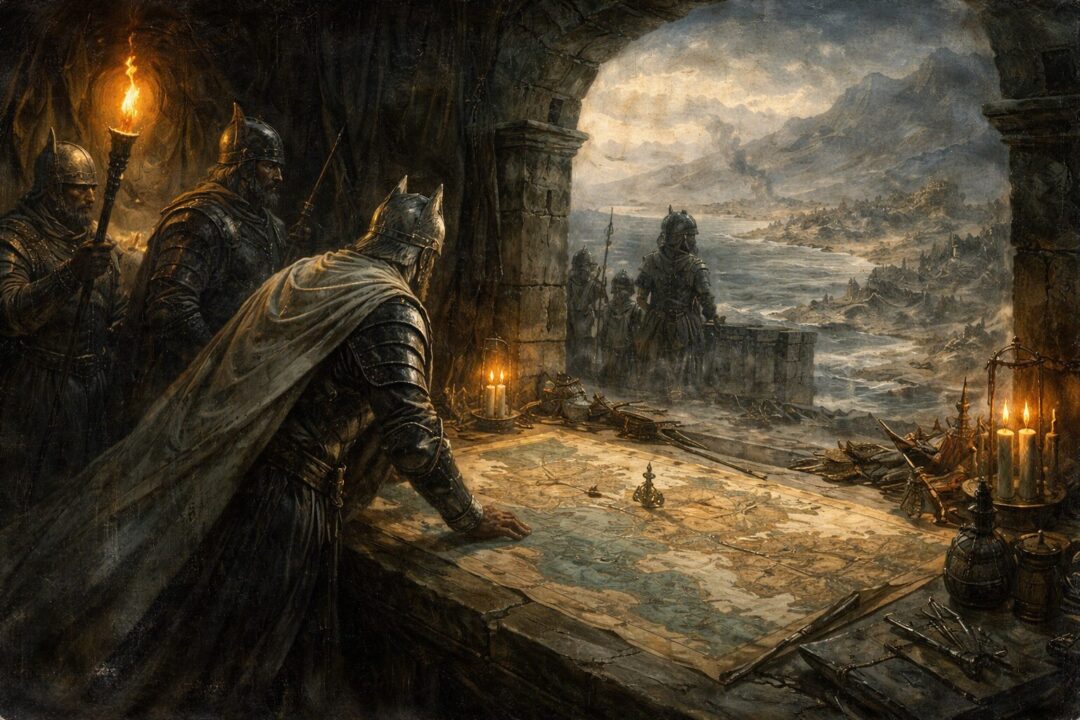 Strategizing at dawn in Gondor