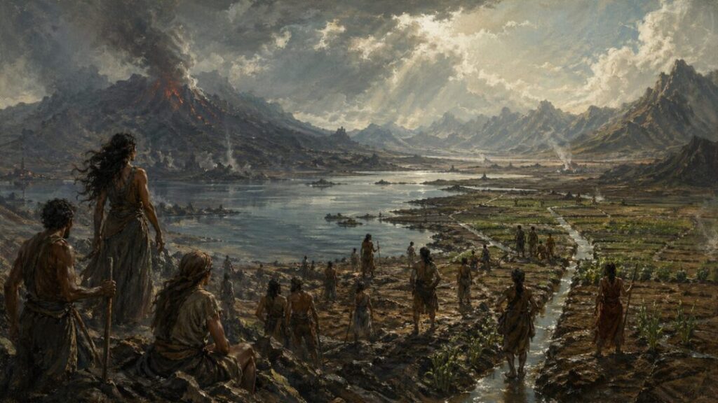 Survivors in a volcanic valley