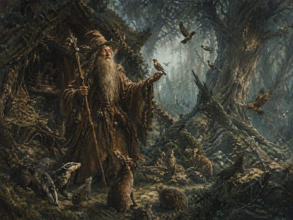 The woodland sage and his creatures