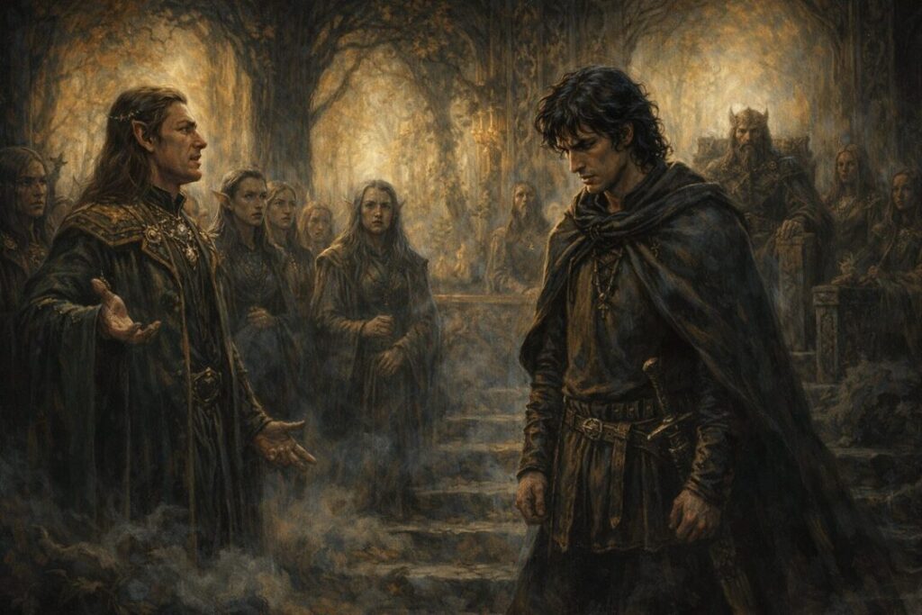 Túrin's shame in the Elven hall