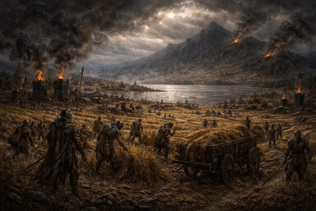 Twilight over Lake Núrnen's toil