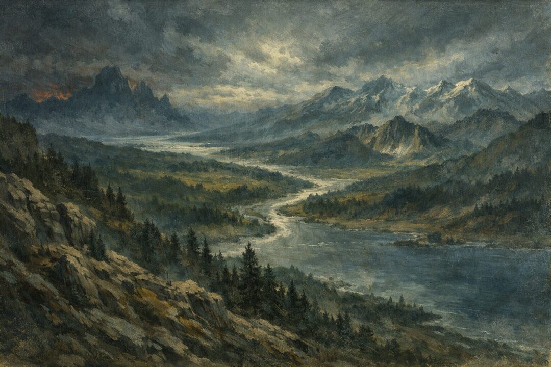 Vast lands of Beleriand at dusk