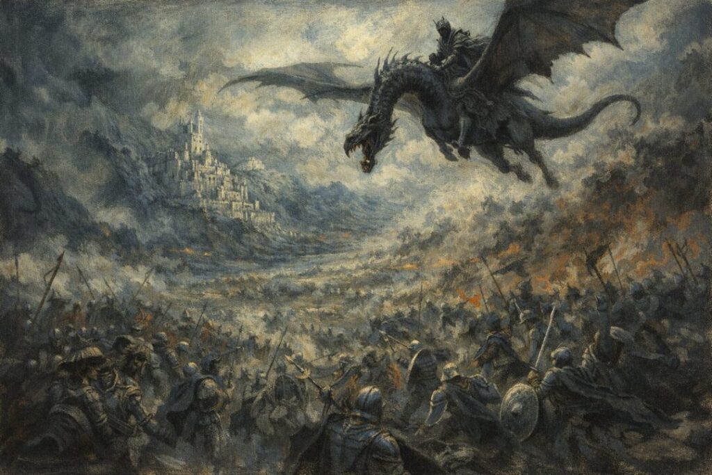 Witch-king's flight over Pelennor Fields