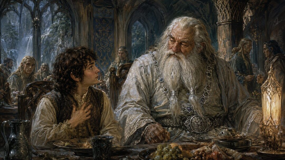 A grand feast in an elven hall