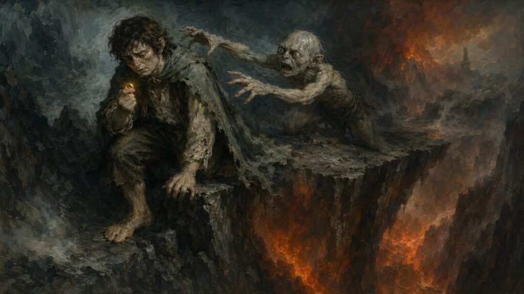 A perilous chase on fiery cliffs