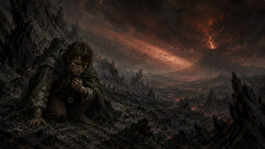 A weary journey through a volcanic wasteland