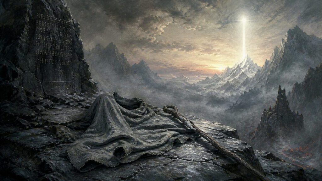 Abandoned cloak in a mystical canyon