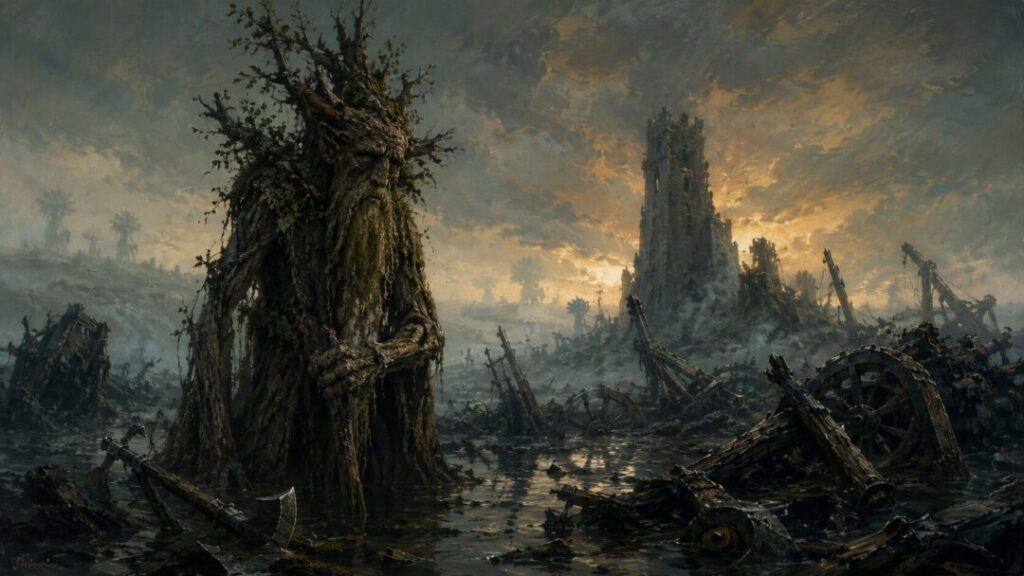 Ancient guardian in a ruined world