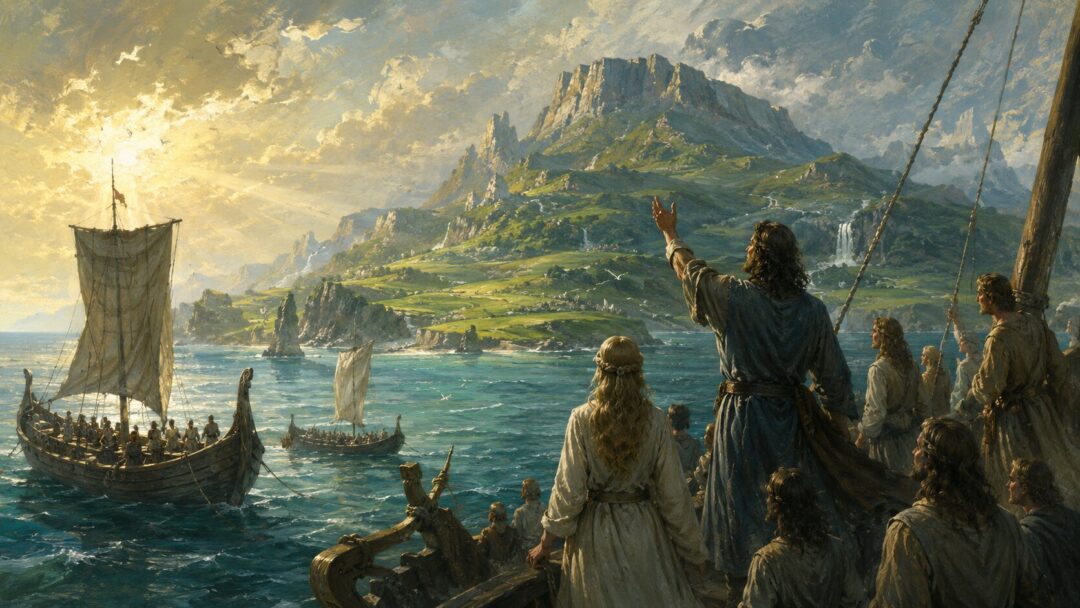 Arrival at the mythic shore