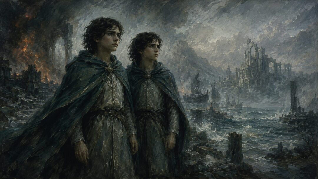 Brothers amidst the ruined coast