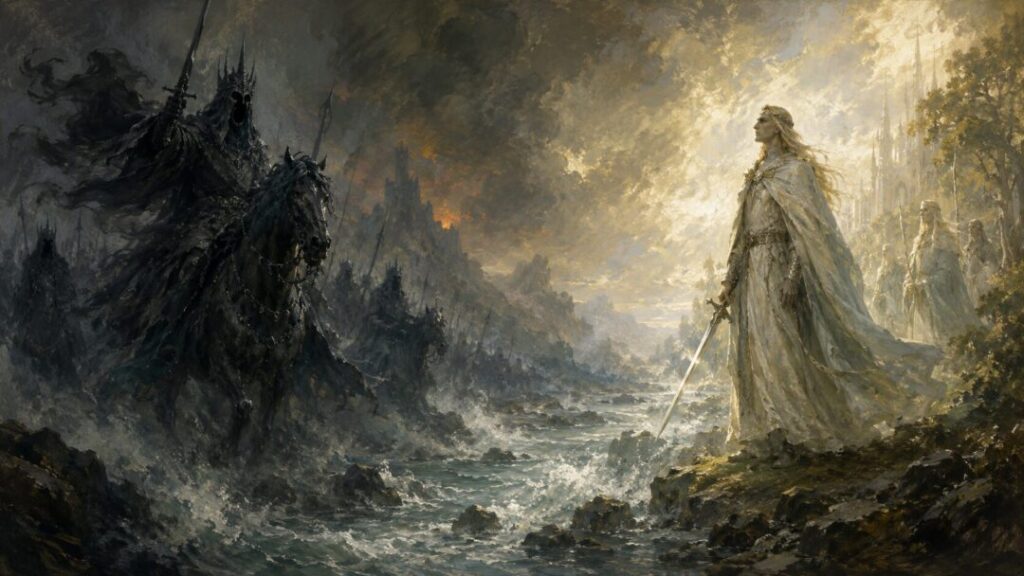 Clash of light and shadow lotr middle earth