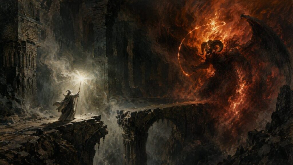 Clash of light and shadow middle earth