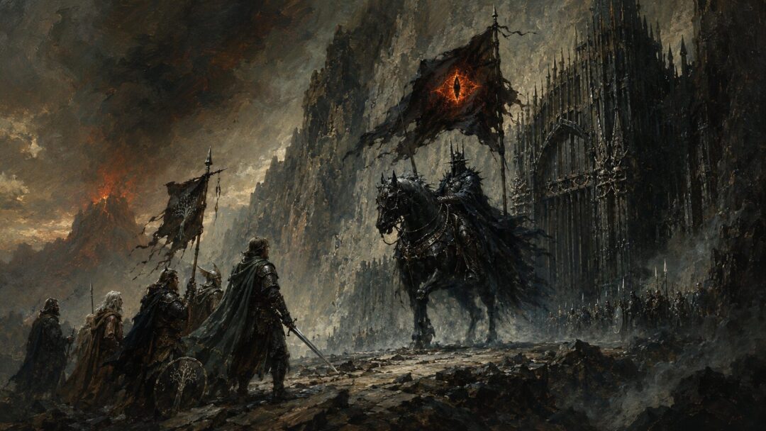 Confrontation at the dark fortress gate