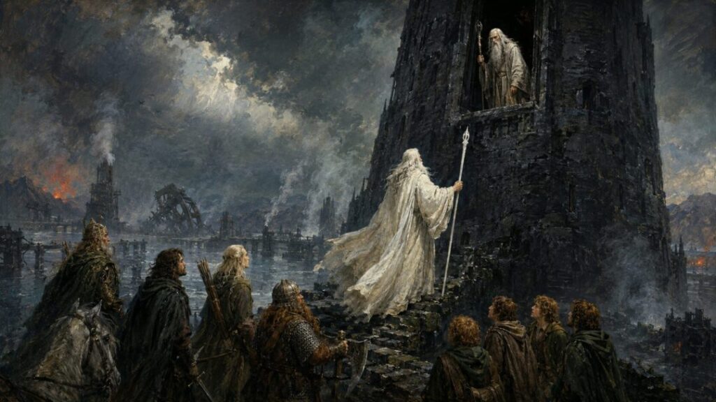 Confrontation at the ruined tower lotr